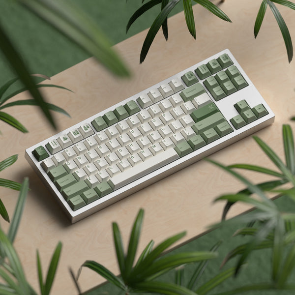 JKDK Green white Keycap Cherry Profile PBT Dye Subbed Key Caps For 68 84 96 980 Mechanical Keyboard With MX Switch
