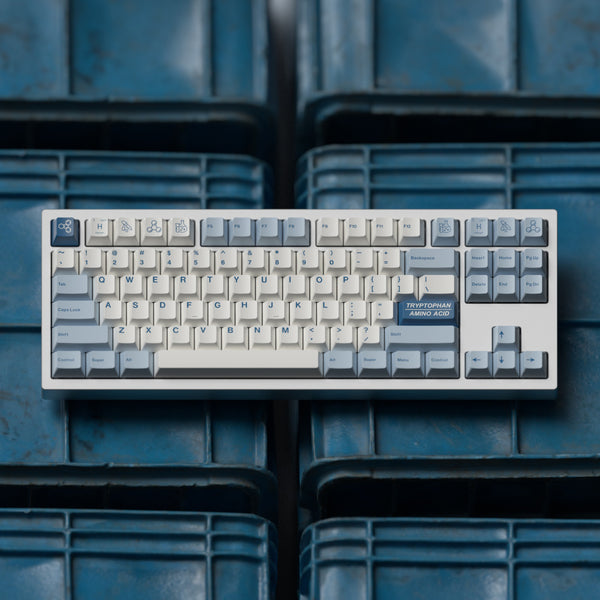 JKDK White And Blue Hydrogen Keycap Cherry Profile PBT Dye Subbed Key Caps For Mechanical Keyboard With MX Switch