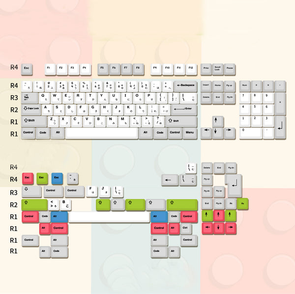 LOOP Blocks Contrast Color Cherry profile Dye Sub Keycap Set thick PBT for keyboard dz60 gh60 xd60 xd84 tada68 87 104