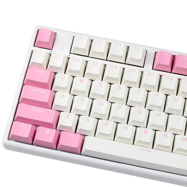 104 Keys PBT pink white Double Color Backlight Keycap Universal Column For Ikbc Cherry MX Annie Mechanical Keyboard